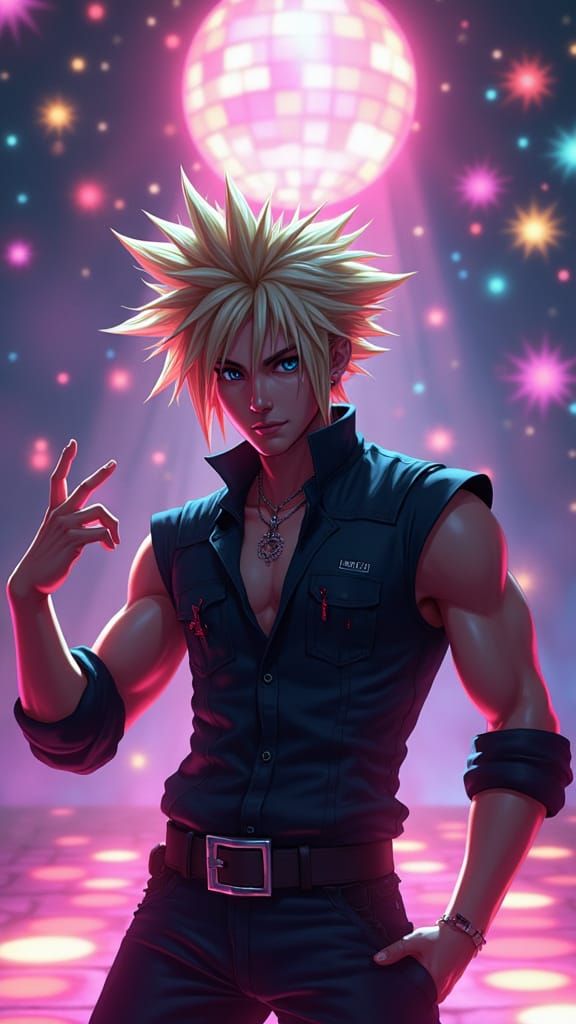 Cloud Strife Disco Dance in Vector Art