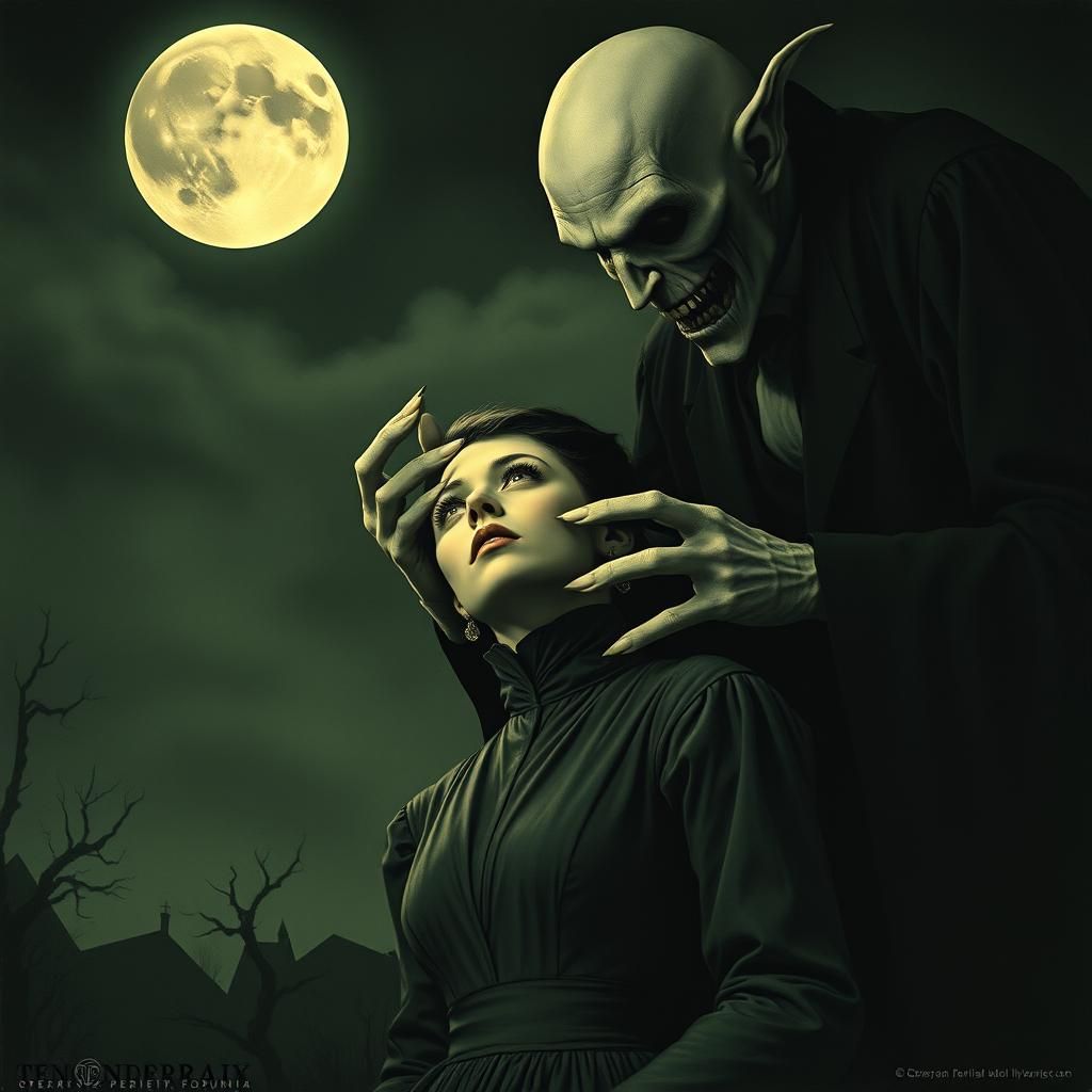 Terrifying Nosferatu and Frightened Woman in German Expressi...