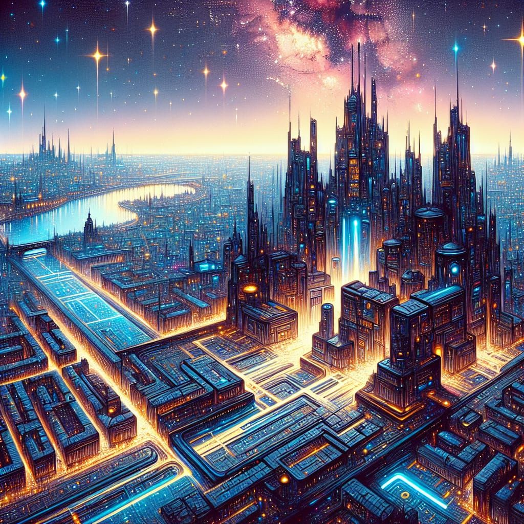 Kyiv's Futuristic Cityscape at Night: A Cybertron-Inspired M...