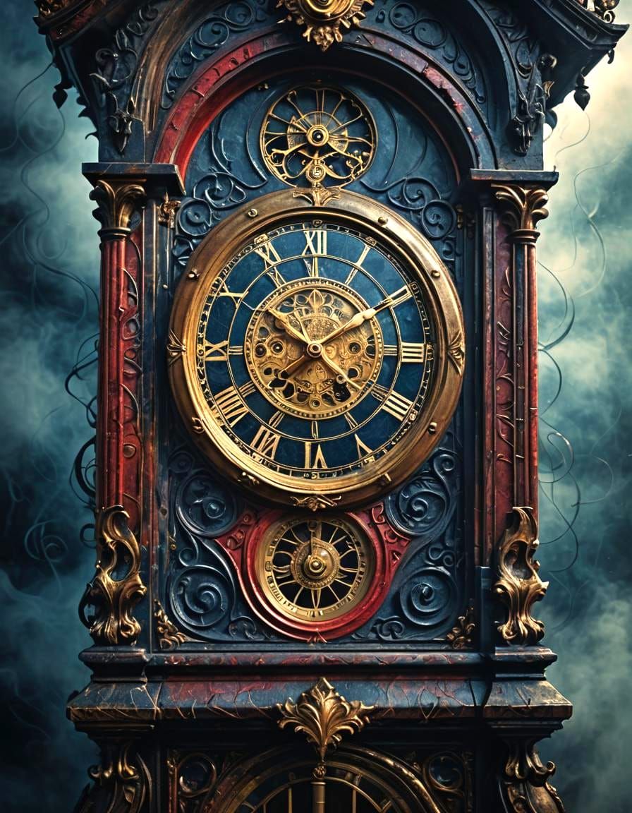 Surreal Grandfather Clock at Midnight in Macro