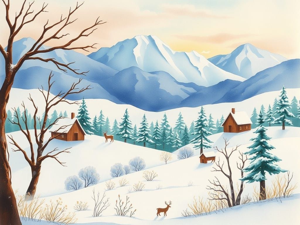 Dreamy Watercolor Winter Wonderland