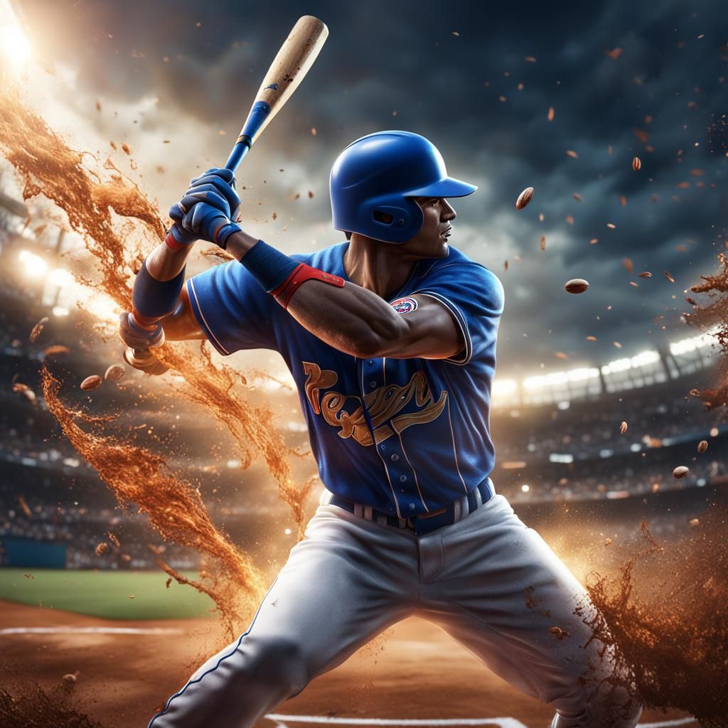 Baseball Player in a Whirlwind: Detailed Matte Painting