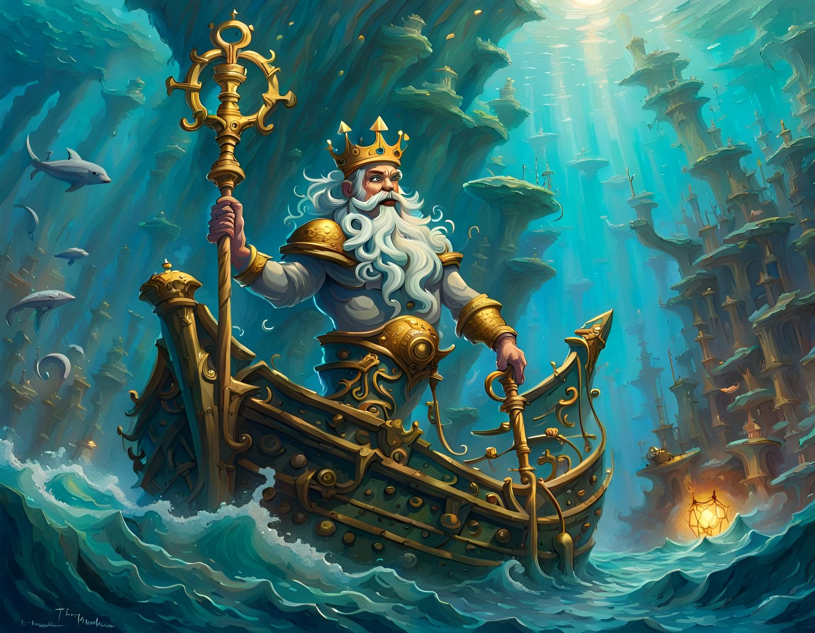 Radiant King Neptune with Sunken Ship