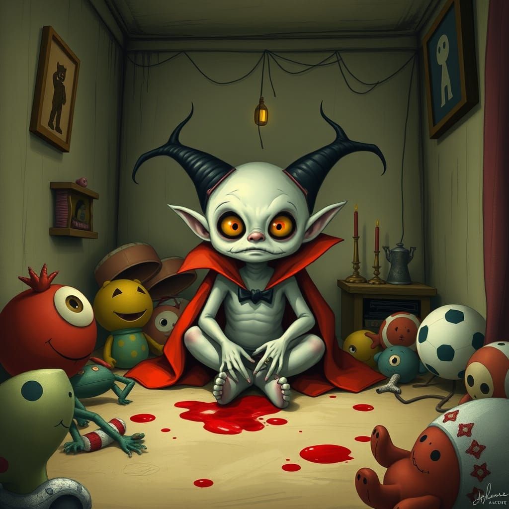 A Gothic Puppet's Playful Descent into Chaos