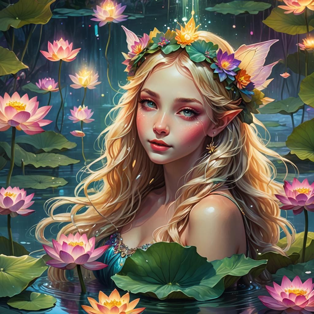Fairy with Flower Lamp in Floral Punk Style