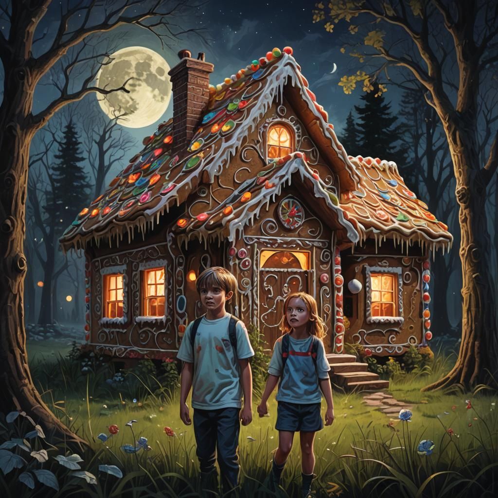 Hansel and Gretel's Gingerbread House: Hyperrealistic Art