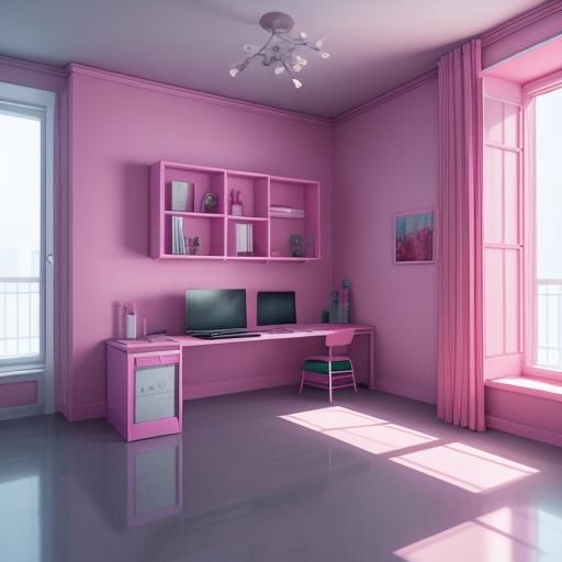 Barbie Pink Liminal Space in 3D Anime Art