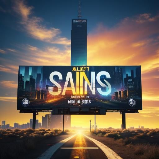 Billboard with SALLIS Text and Peace Symbols