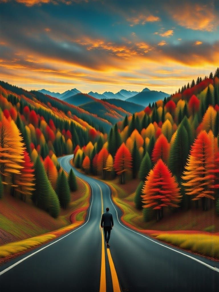 Biker Rides into the Sunrise