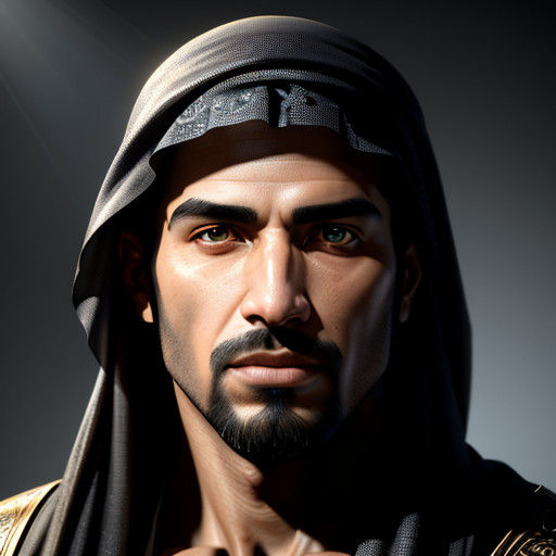 Majestic Young Arab Man in Hyperdetailed Portrait Art