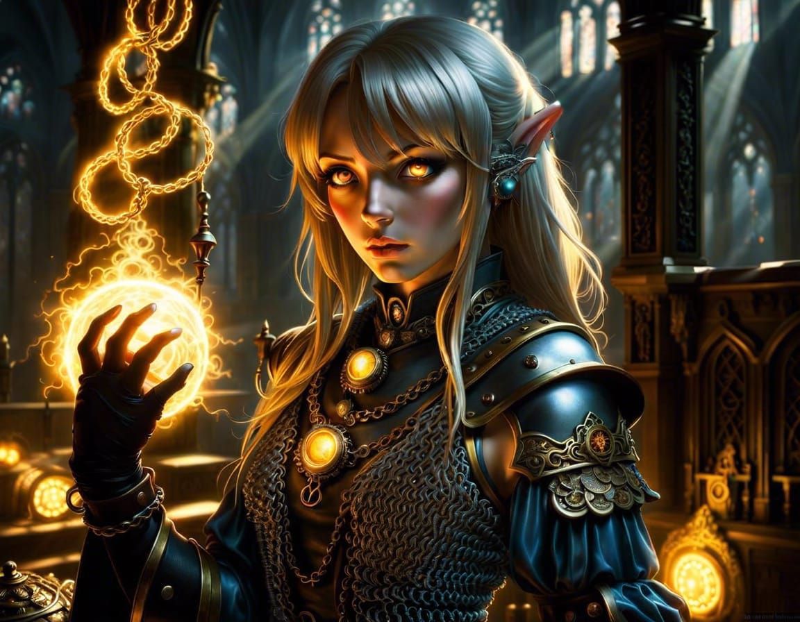 Sinister Elf in Steampunk Style
