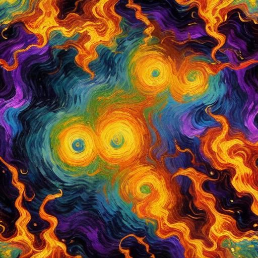 Flaming Palette in Surrealist Action Painting Style