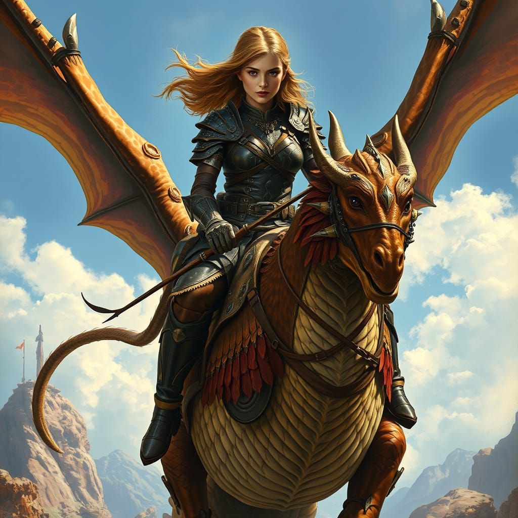 Dragon Rider in Leather Armor, Fantasy Art