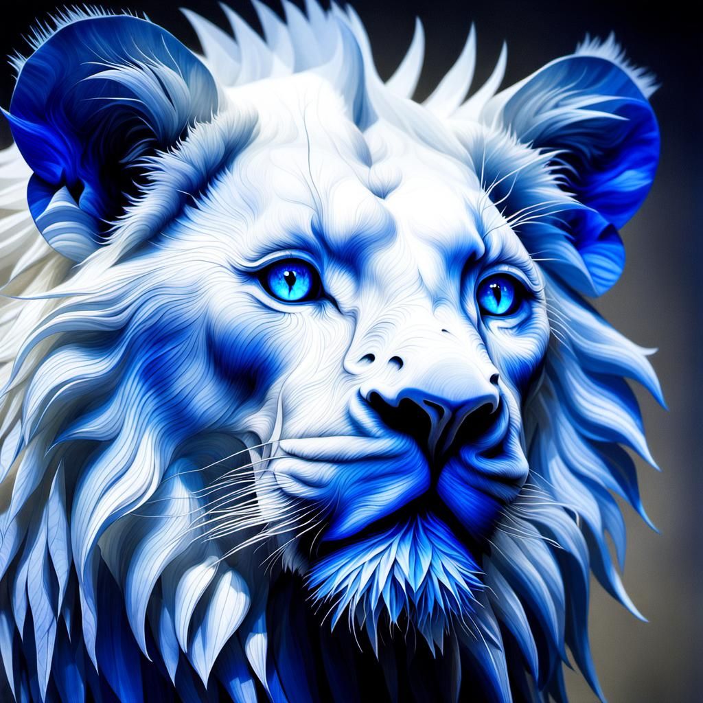 Winged Blue-Eyed Lion Cub: 3D Optical Projection