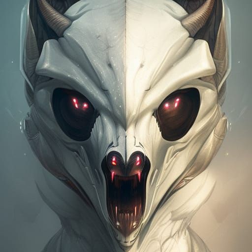 Hyperdetailed Alien Wolf Portrait in Volumetric Lighting