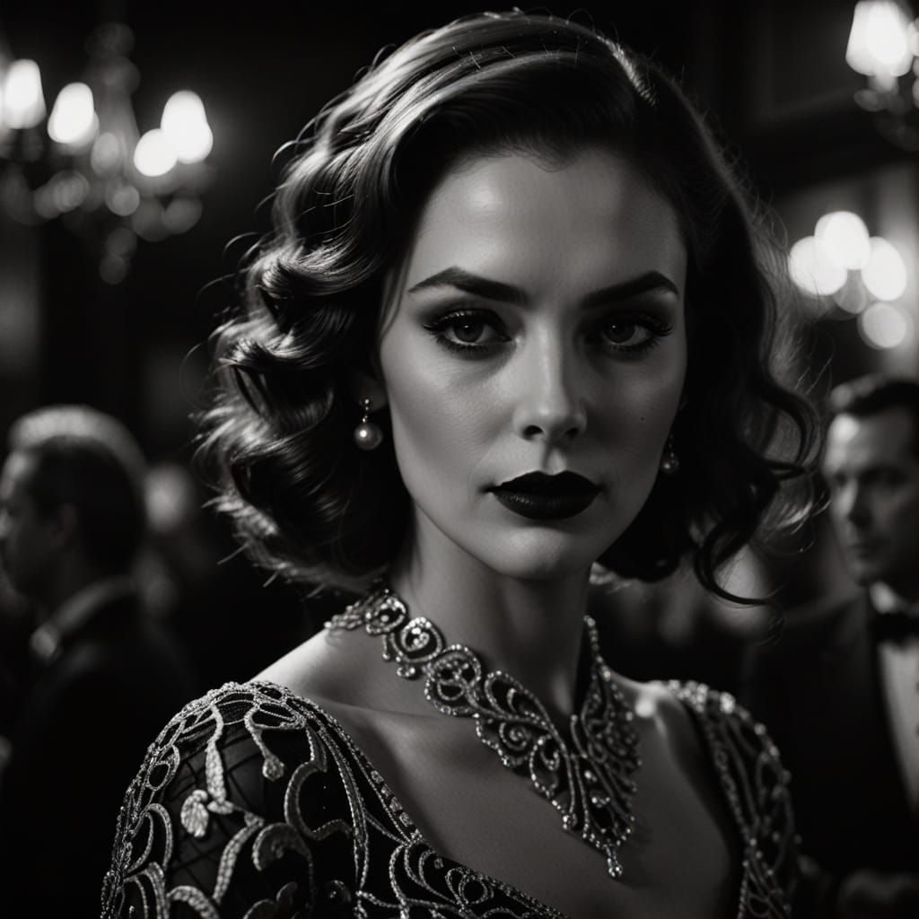 Film Noir Portrait of a Supermodel Dancing