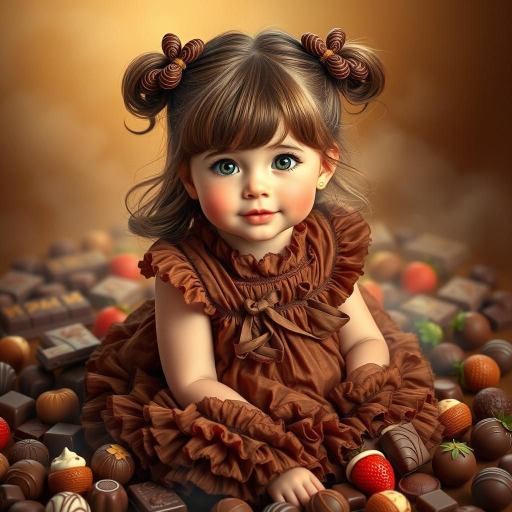 Chocolate Dress: Whimsical Portrait in Warm Light