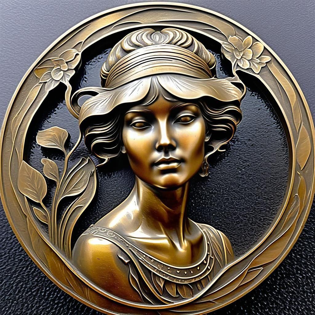 Art Nouveau Bronze Lady Illustration