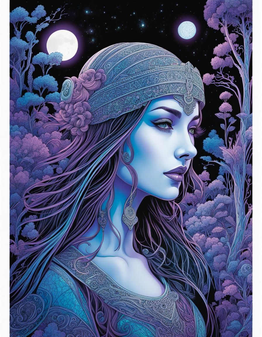 Ireland Woman: UV Neon Fairytale Illustration