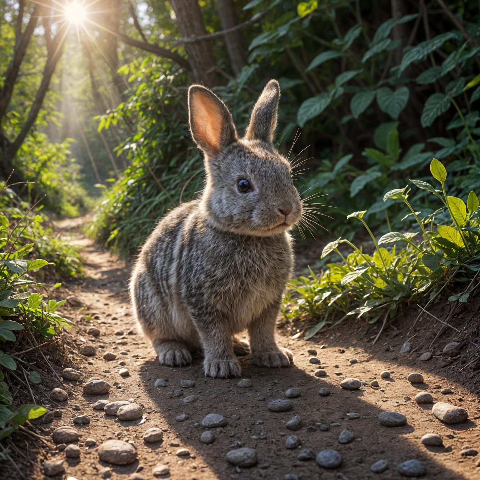 Polka Dot Rabbit on Wilderness Path