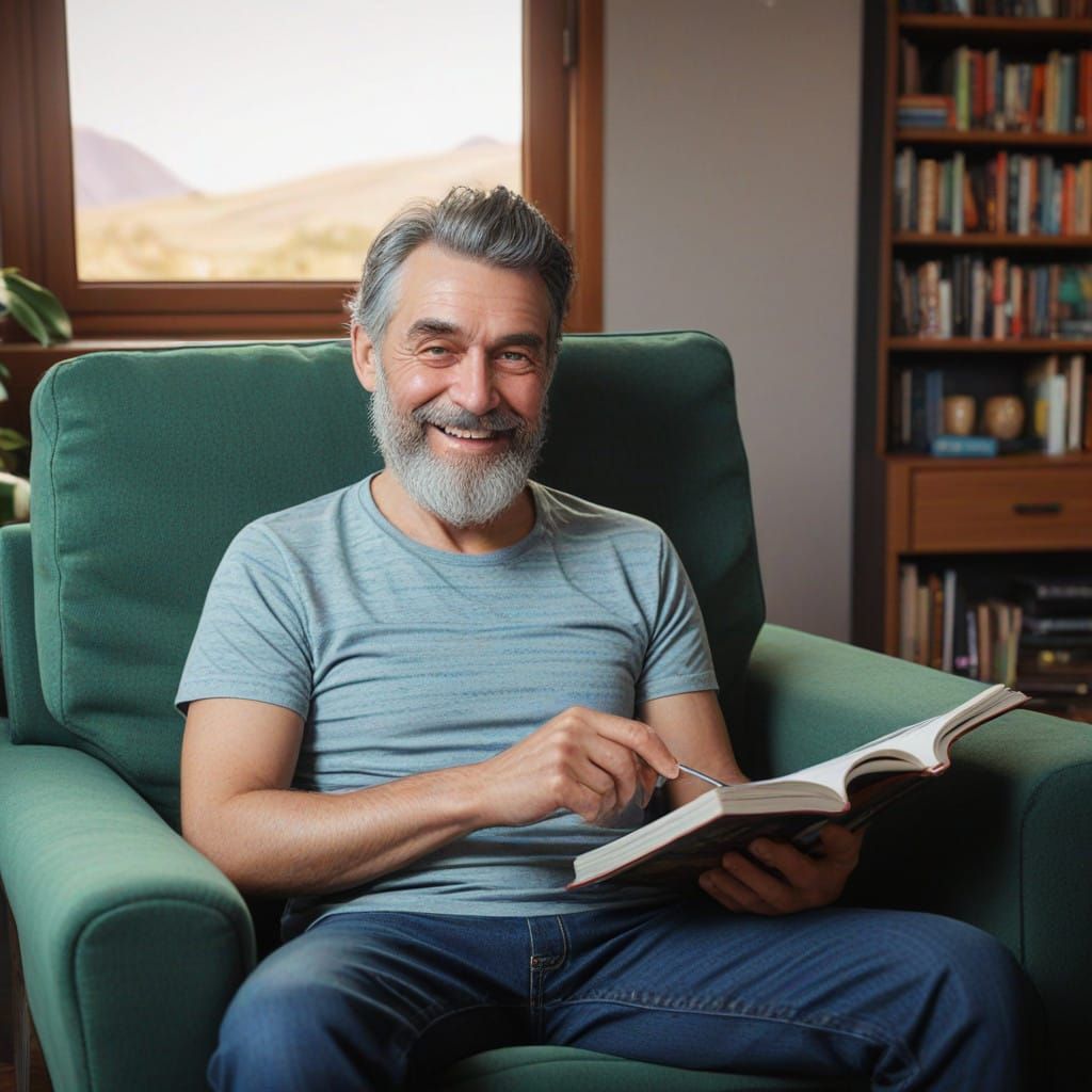 Heartwarming Scene of a Gentle Old Man and a Smiling Young B...