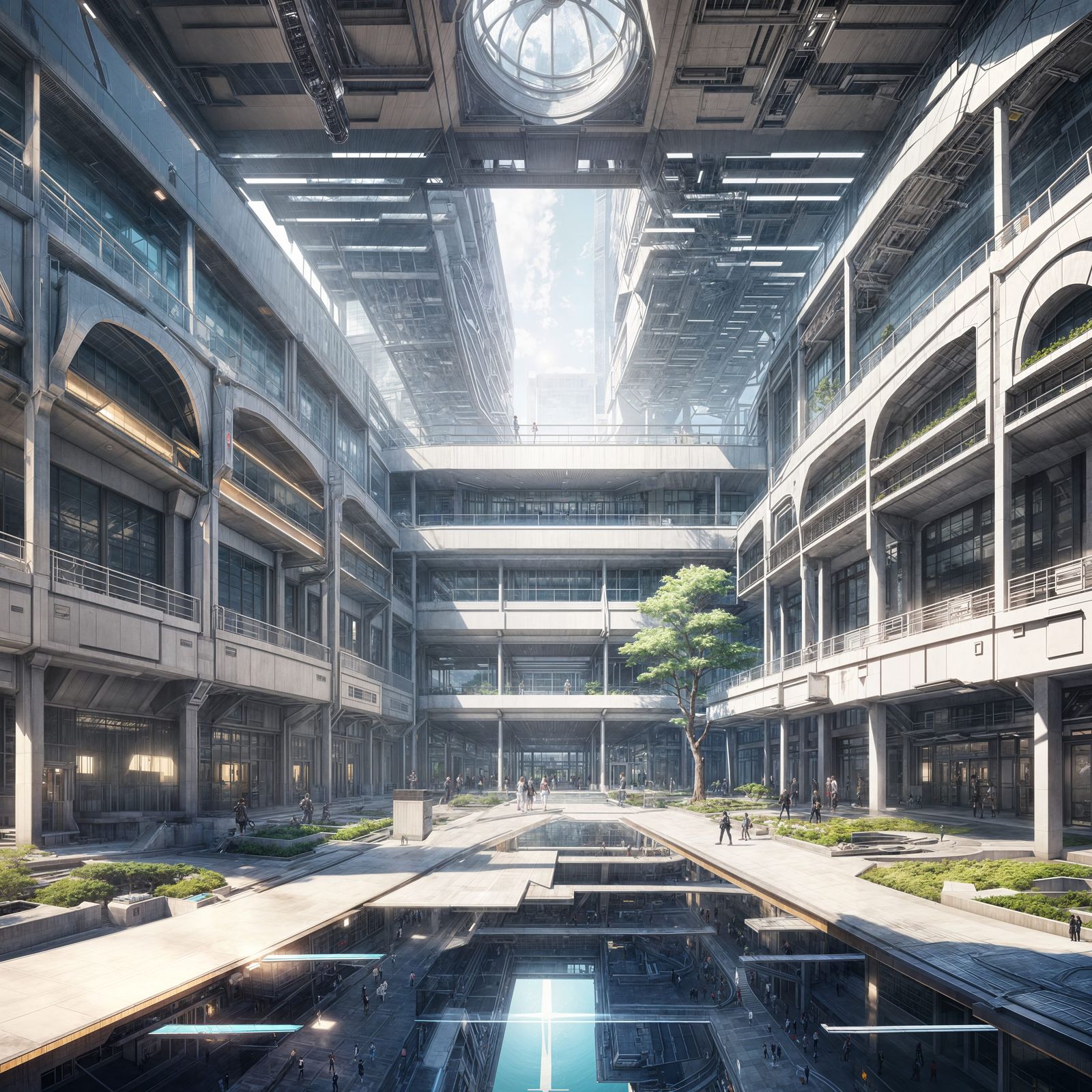 Futuristic College Campus in Cyberpunk Aesthetic