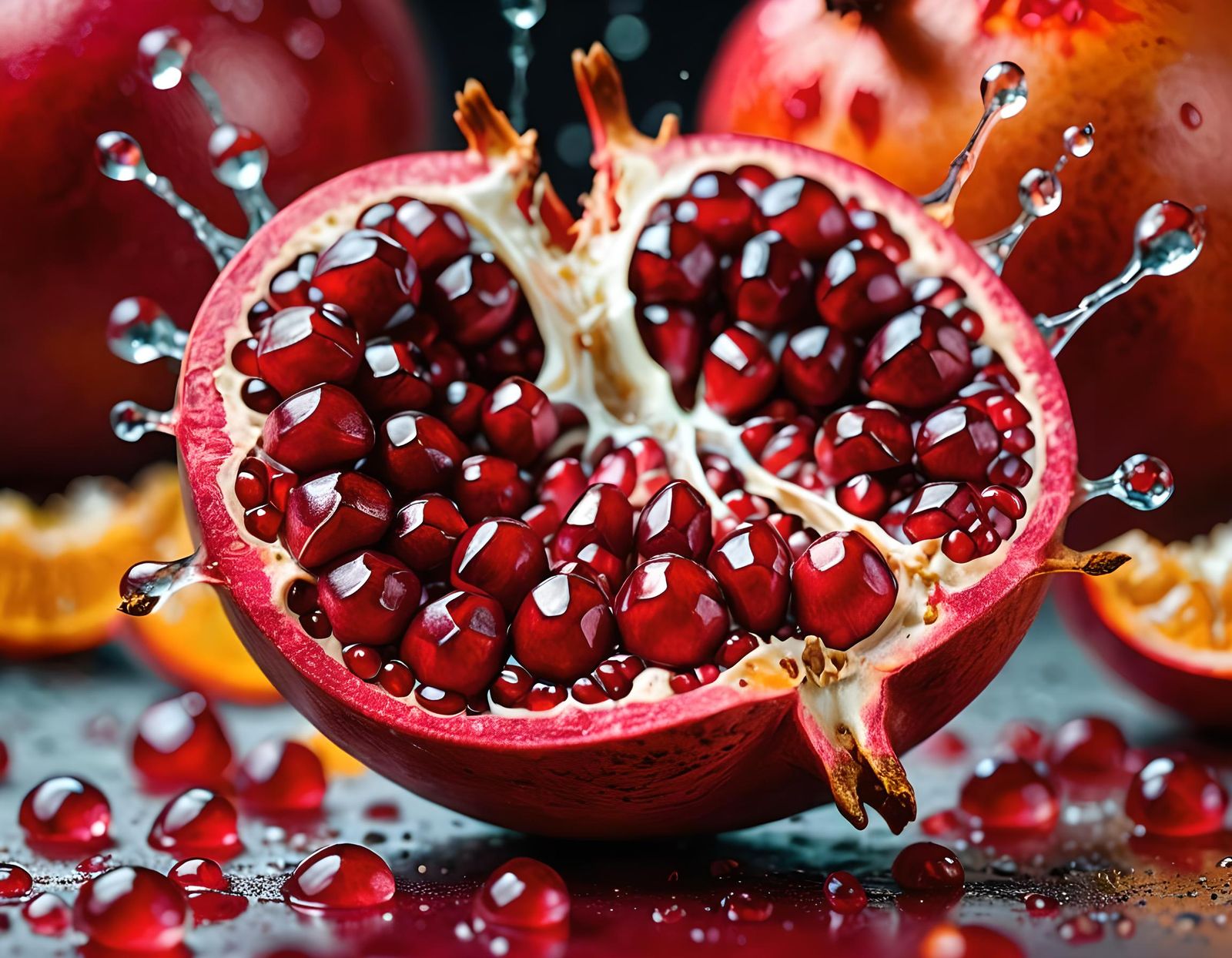 Exploding Pomegranate Arils: Macro Photography