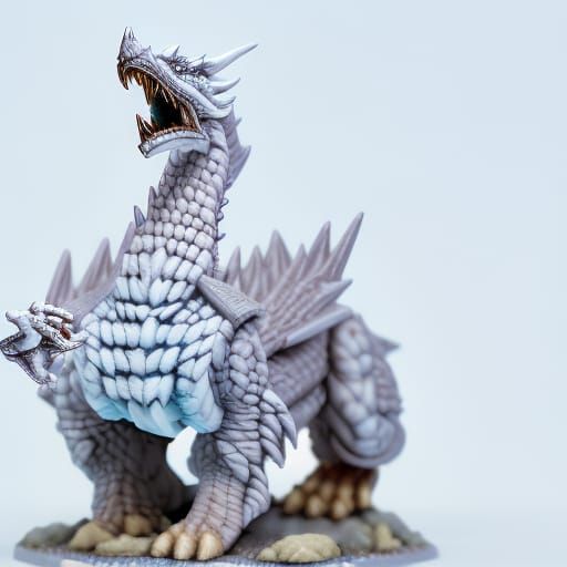 Epic White Dragon Miniature on Arctic Terrain