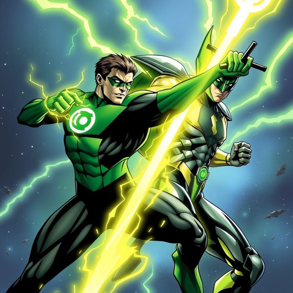 Epic Battle Between Green Lantern and Sinestro in Intense Sp...