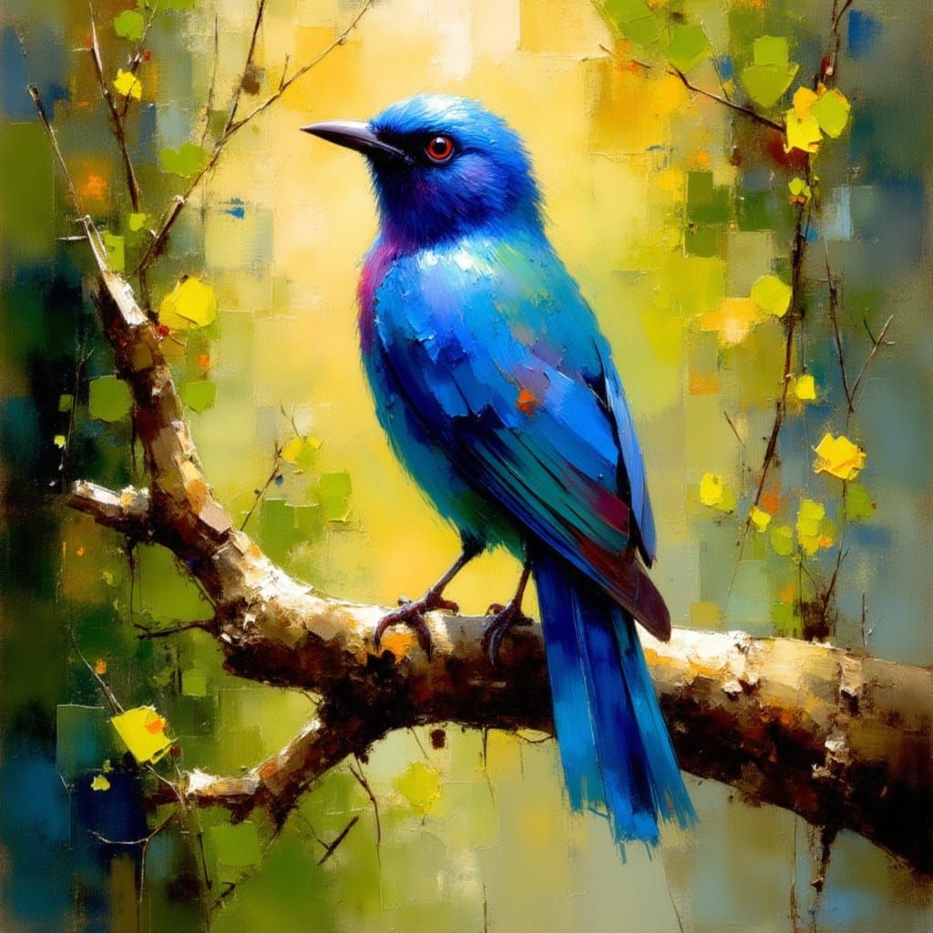 Vibrant Blue Wren in Sunlit Forest