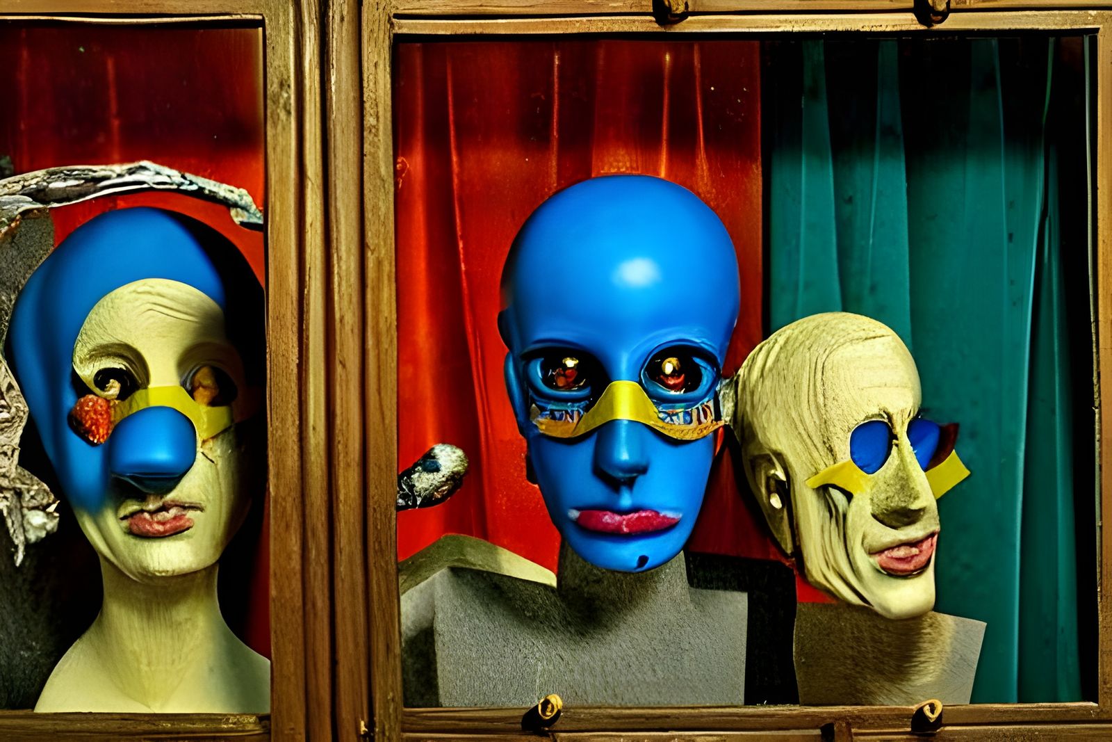 Surreal Mannequins Shatter Glass in Ornate Display