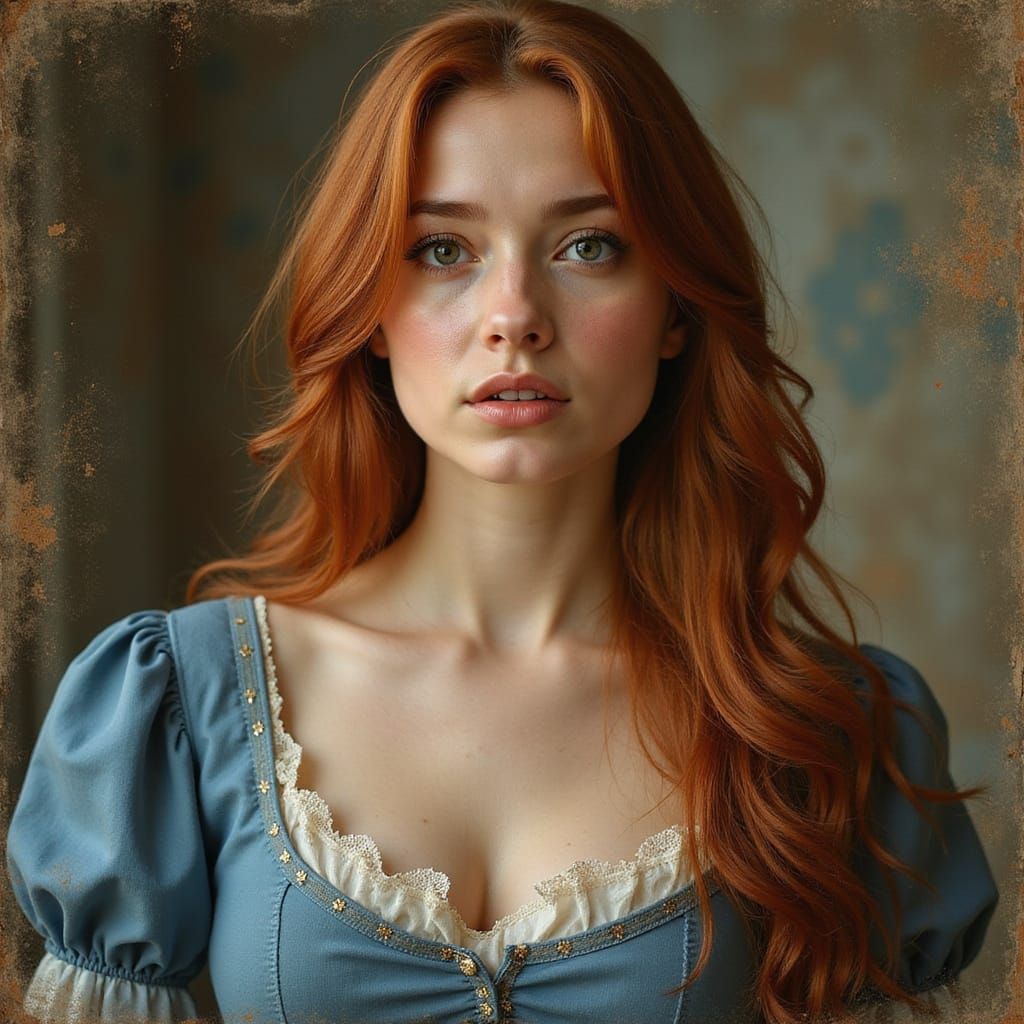 Beautiful Woman Portrait in Art Nouveau Style