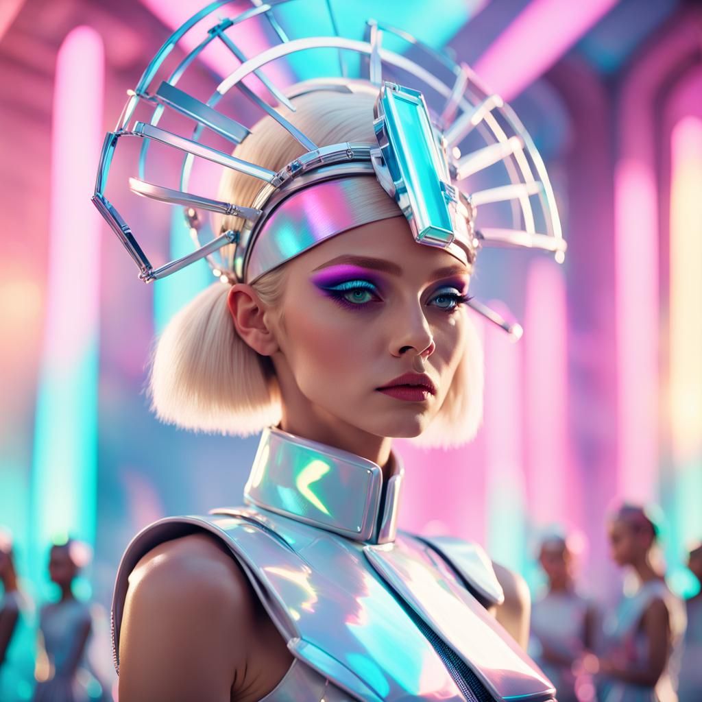 Futuristic Pop Artist with Headpiece in Digital Art