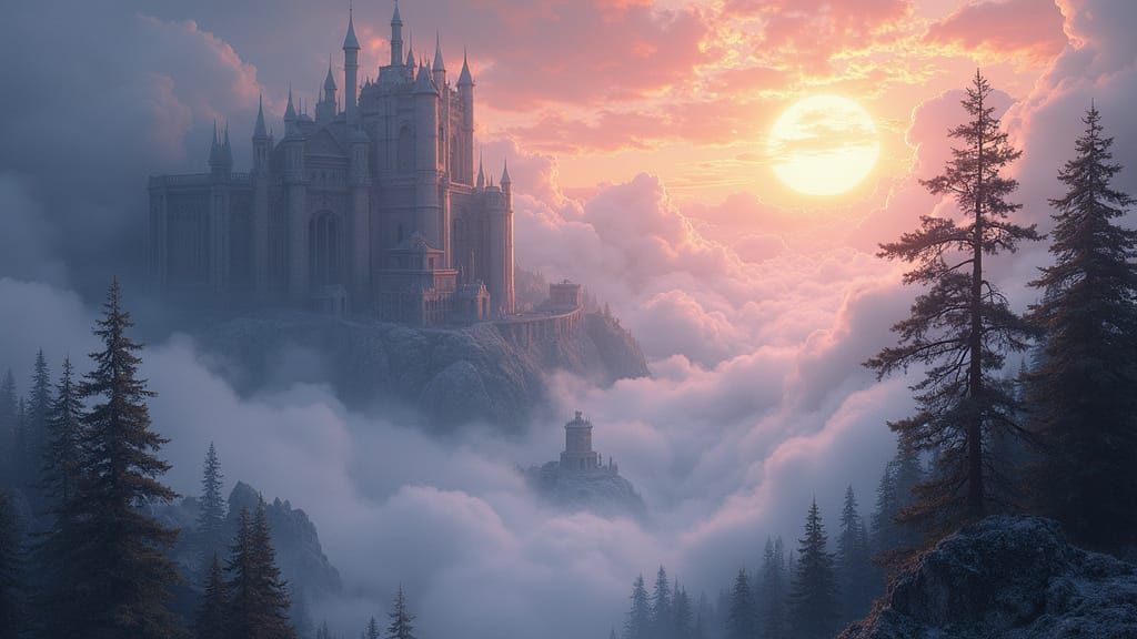 Dreamy Fantasy Concept Art Poster with Ethereal Fog