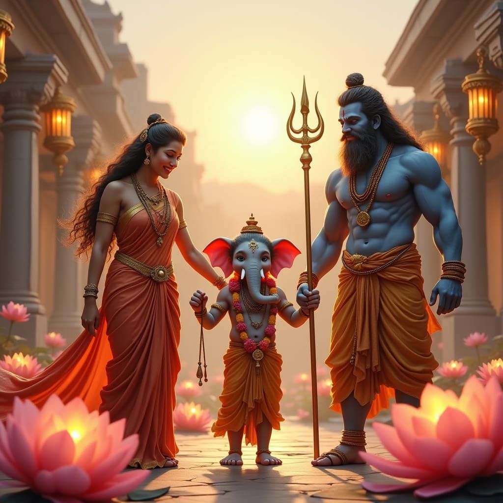 Triumphant Reunion of Gods in Temple Courtyard