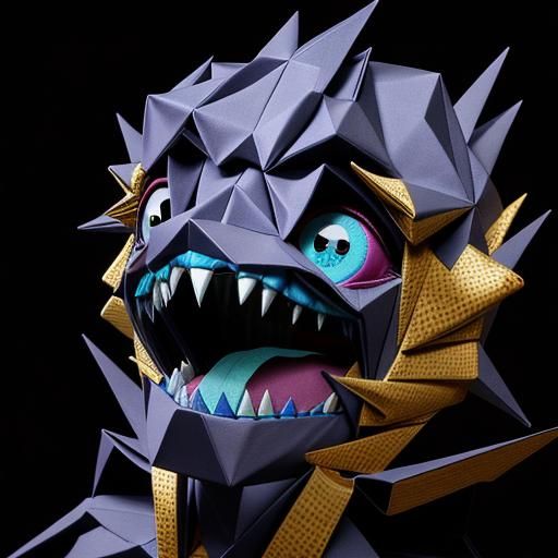 Creepy Origami Monster with Huge Teeth