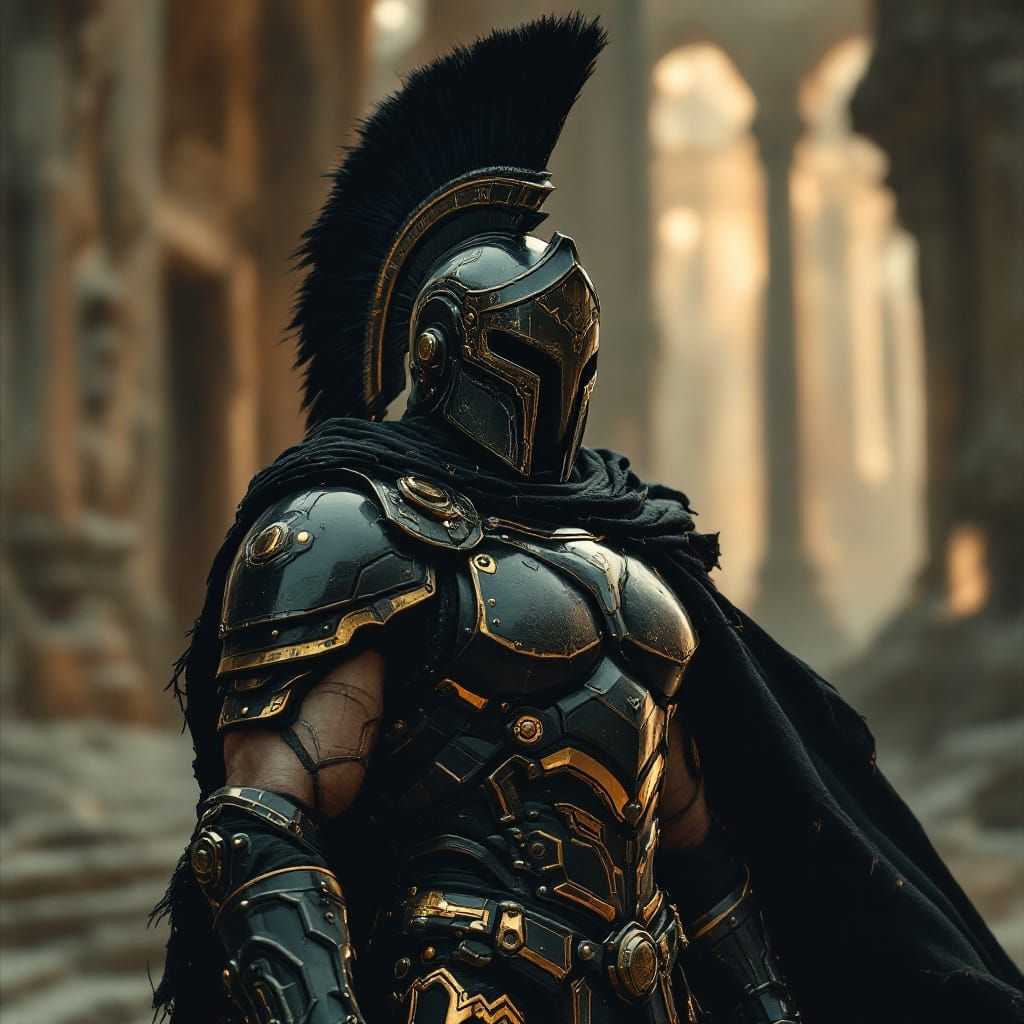 Spartan Warrior in Futuristic Armor