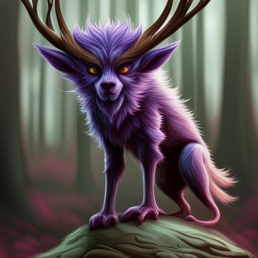 Purple furry wendigo
