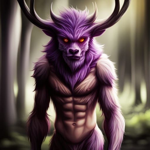 Purple furry wendigo