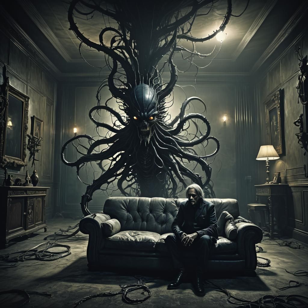 Dark Surreal Creature in Biomechanical Style