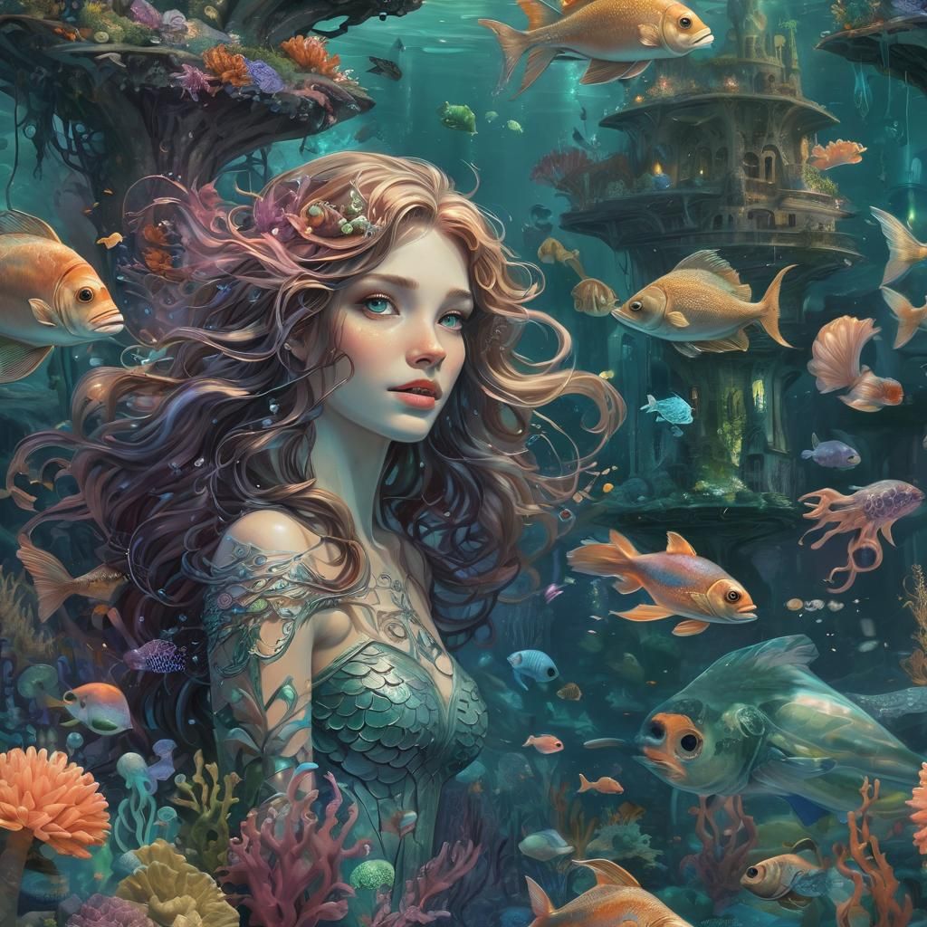 Atlantis Metropolis: Merfolk and Bioluminescent Reef