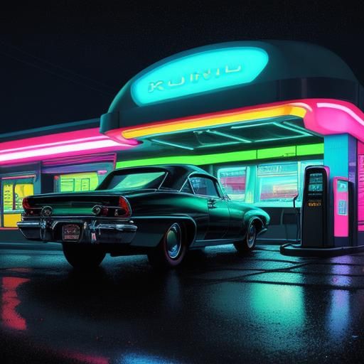 Alien Refuels Spaceship: Comic Book Style