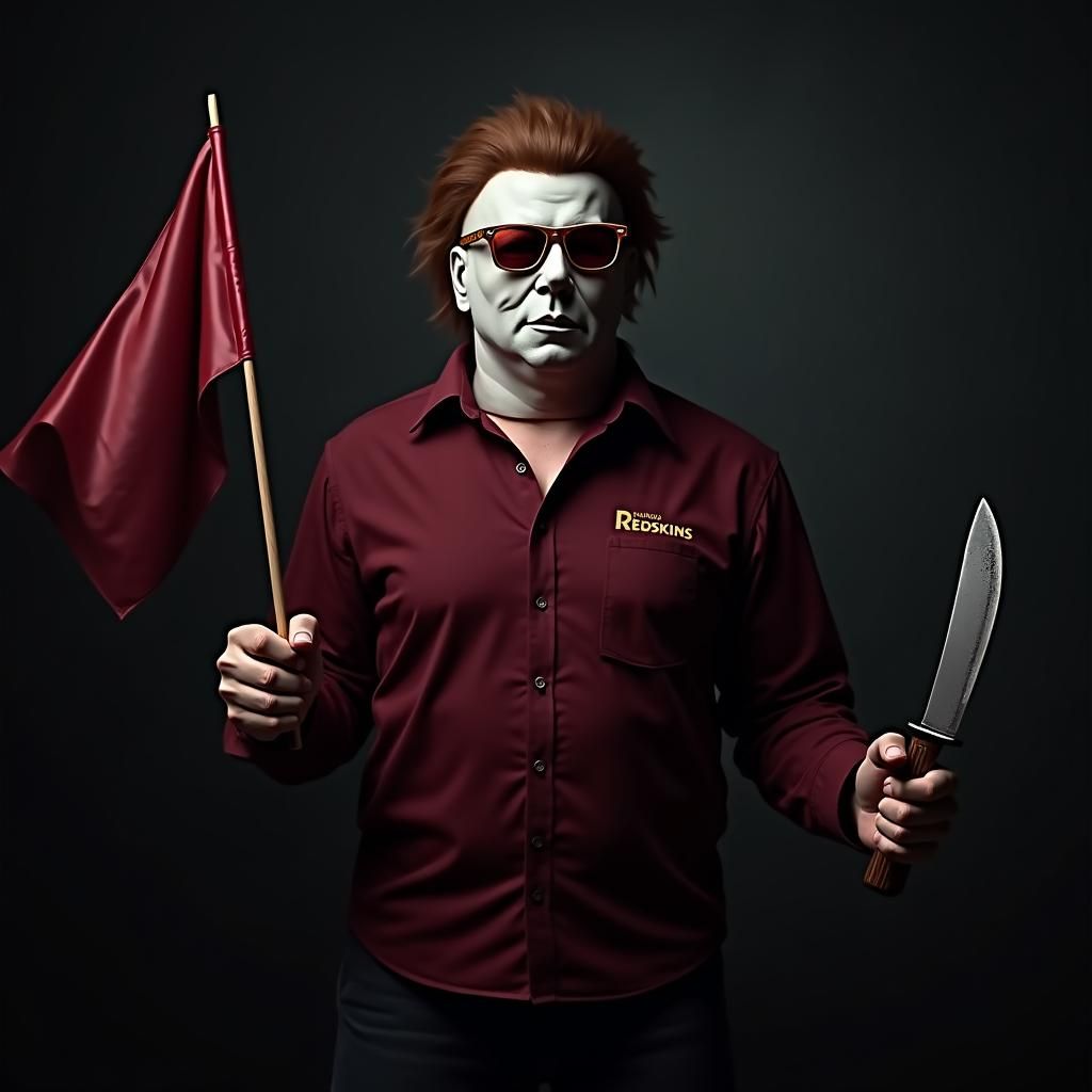 Michael Myers Redskins Fan in Dark Cinematic Style