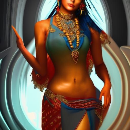 Women in Sarees: Detailed Matte Painting in 8k