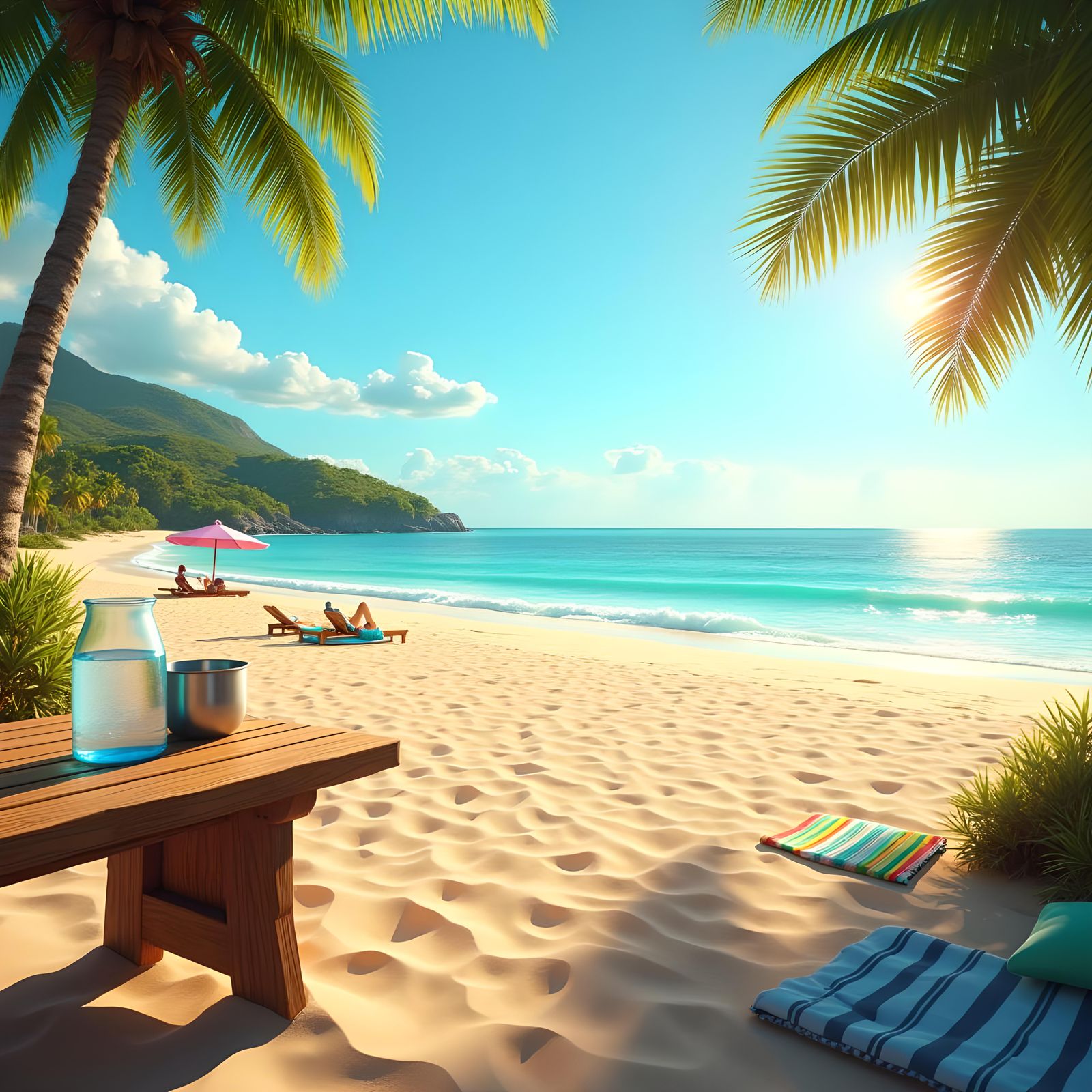 Idyllic Beach Scene with Azure Water and Golden Sand