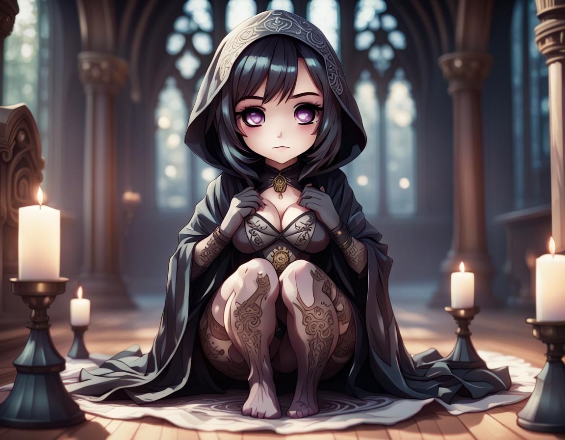 Gothic Priestess Worship: Dark Fantasy Art