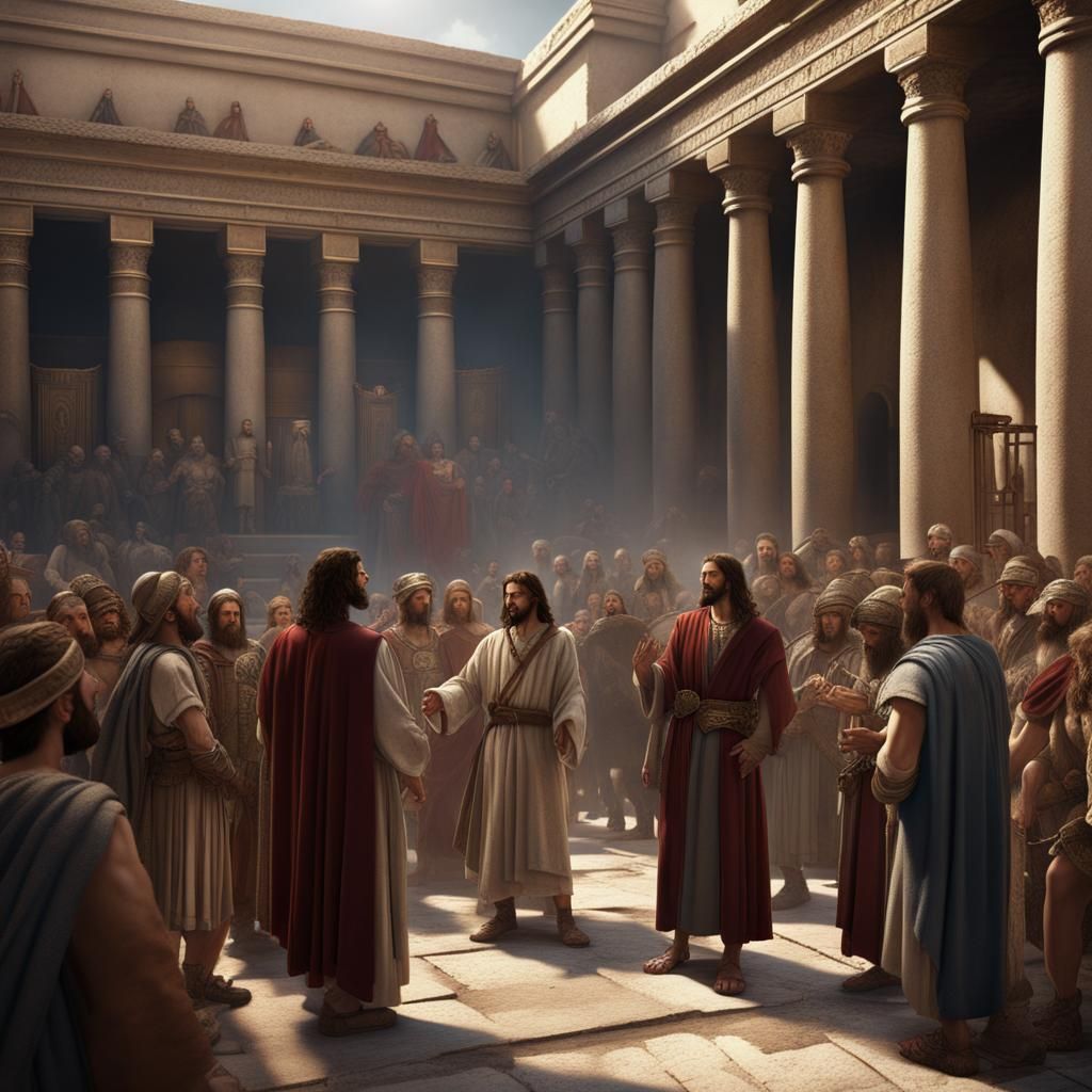jesus in the courtyard of the temple