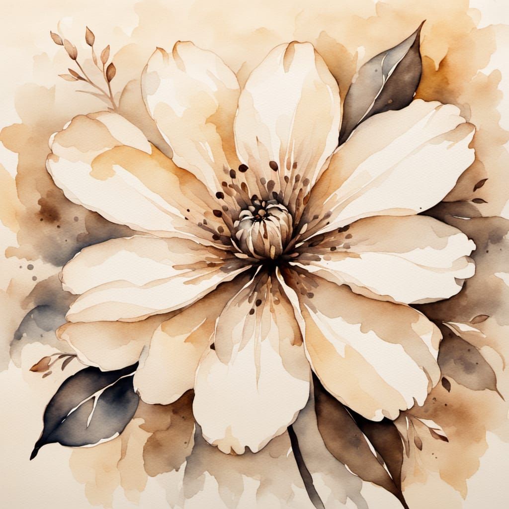 Beige Flower with Brown Spots in Watercolor Style