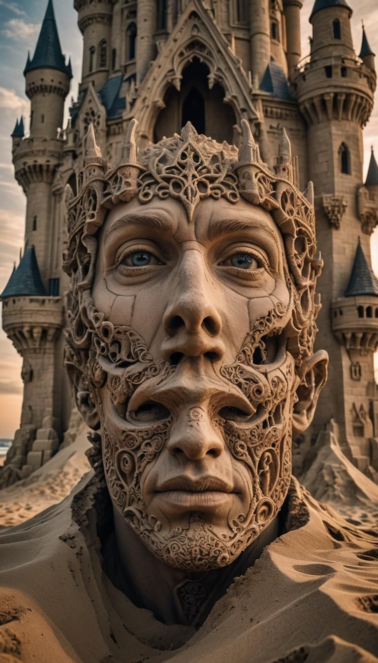 Gothic Sandcastle Sunset Portrait in Macro Photography