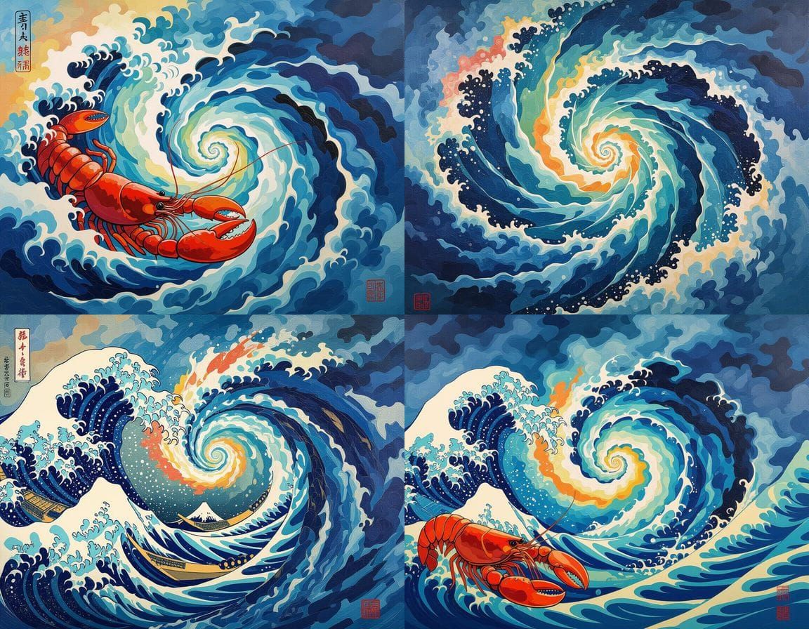 Japanese Whirlpool in Expressionistic Impasto Style